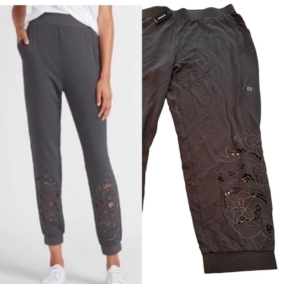 Express NWT High Waisted Floral Cutout Joggers - Picture 1 of 5
